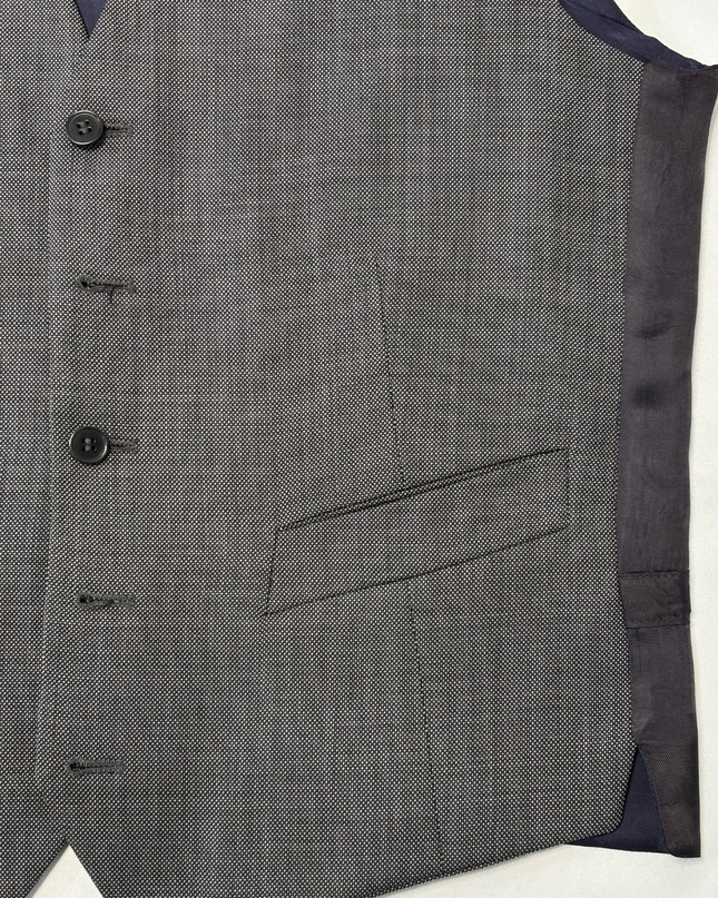 ZARA MAN Charcoal Grey Micro-Check Tailored Waistcoat