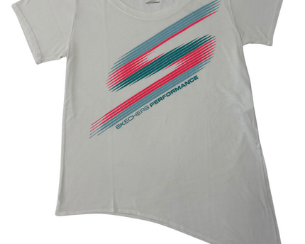 Skechers Performance White Asymmetrical Hem Active T-Shirt - S