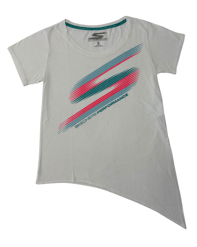 Skechers Performance White Asymmetrical Hem Active T-Shirt - S