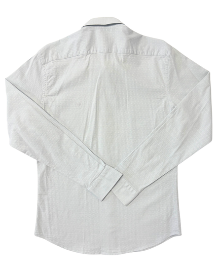 Lacoste Slim Fit White Textured Long-Sleeve Dress Shirt