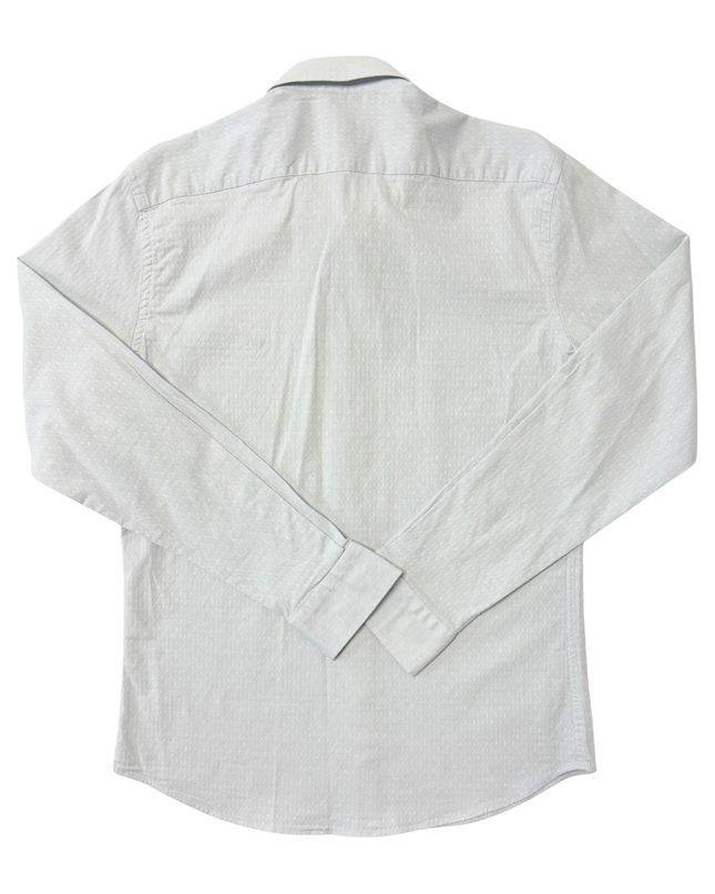 Lacoste Slim Fit White Textured Long-Sleeve Dress Shirt