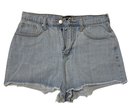 PrettyLittleThing High-Waist Distressed Light Blue Denim Shorts - S | Waist: 28"