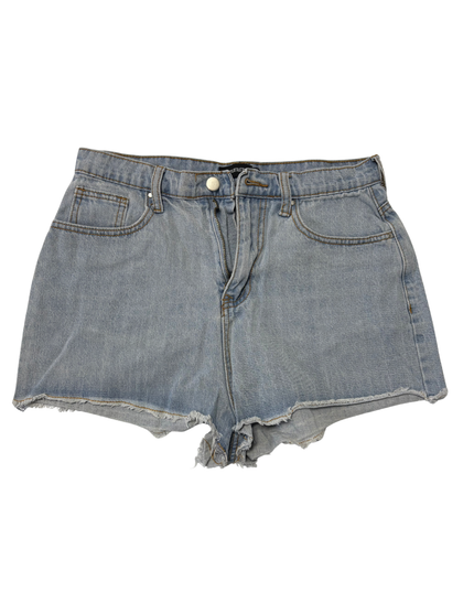 PrettyLittleThing High-Waist Distressed Light Blue Denim Shorts - S | Waist: 28"