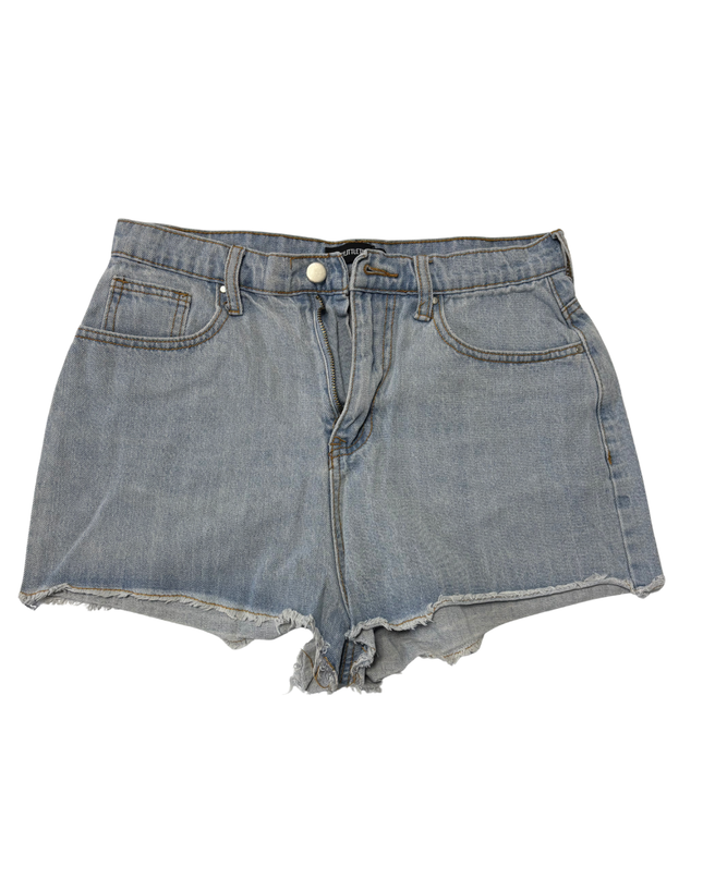 PrettyLittleThing High-Waist Distressed Light Blue Denim Shorts - S | Waist: 28"