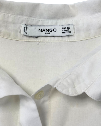Mango Suit White Broderie Anglaise Cropped Shirt