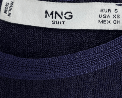 MNG Suit Navy Blue Ribbed Tie-Strap Knit Camisole Top