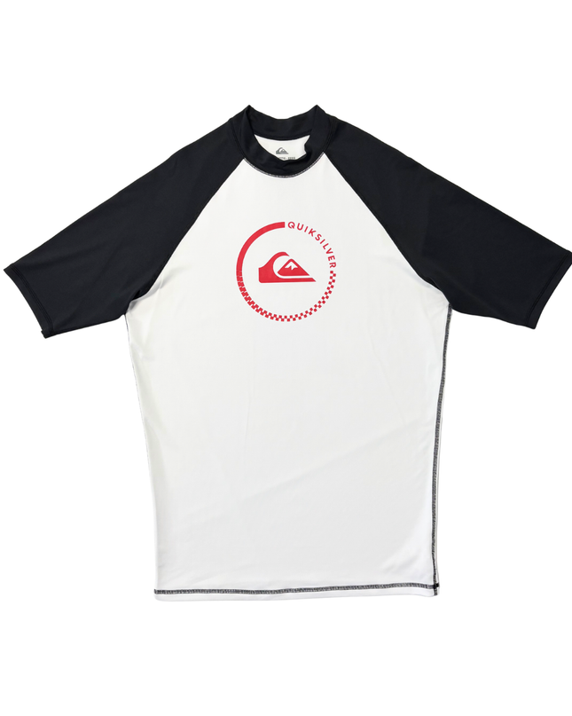 Quiksilver Red Logo Black & White Surf Rash Guard T-Shirt