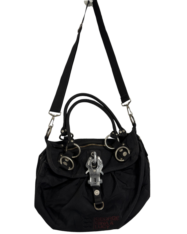GEORGE GINA & LUCY Y2K Black Nylon Studio Carabiner Bag
