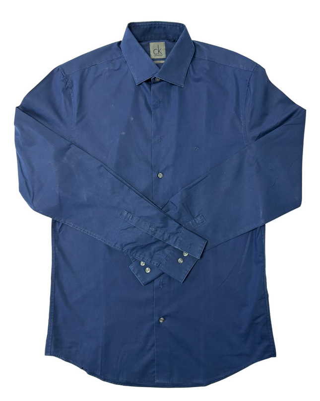 Calvin Klein Fitted Deep Navy Blue Dress Shirt - S