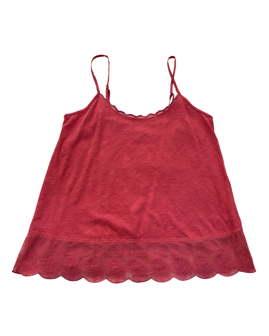 American Eagle Red Lace Trim Cami Top - XS