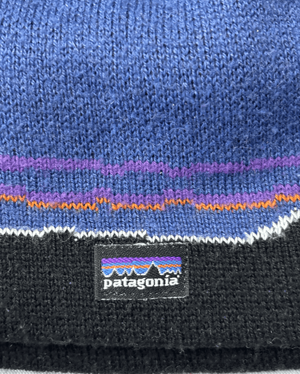 Patagonia Mountain Stripe Navy & Black Knit Beanie