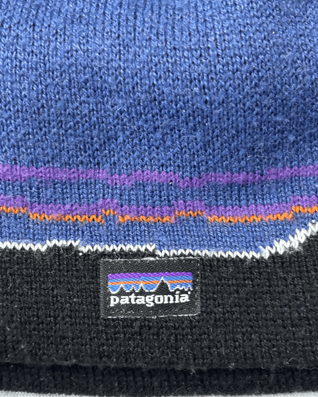 Patagonia Mountain Stripe Navy & Black Knit Beanie