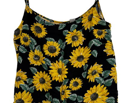 H&M Divided Sunflower Print Black Spaghetti Strap Cami Top - M
