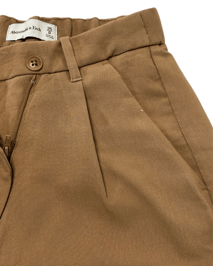 Abercrombie & Fitch Brown Tailored Pleated Wide Leg Trousers