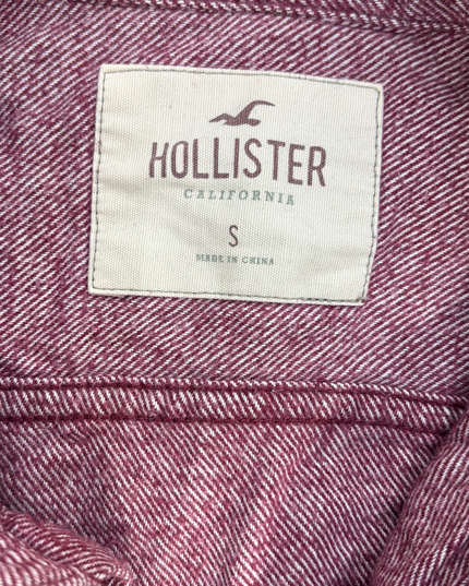 Hollister Red Button-Up Shirt with Contrasting Pocket - S