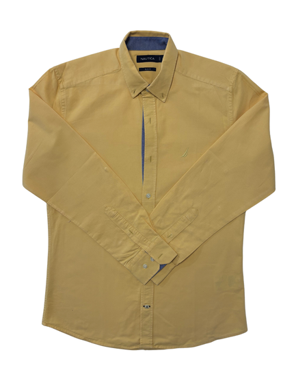 Nautica Slim Fit Golden Yellow Button-Up Shirt - M
