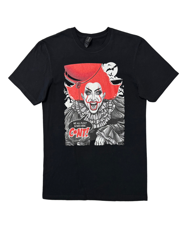 Gildan Softstyle Pennywise Horror Parody Black Graphic T-Shirt - XS