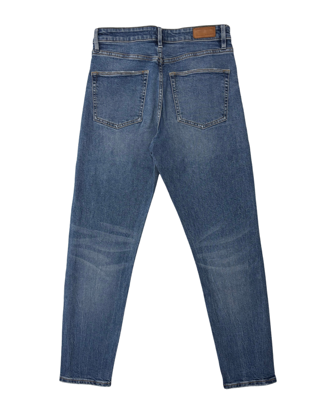S.Oliver Distressed Mid-Wash Blue Button Fly Skinny Jeans - S | Waist: 28"