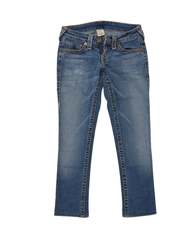 True Religion Straight Leg Mid Wash Premium Denim Jeans - S | Waist: 28"