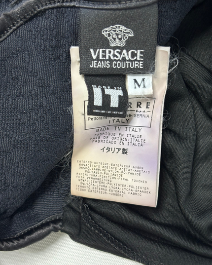 Versace Jeans Couture Black Long Sleeve Draped Cowl Neck Corset Top