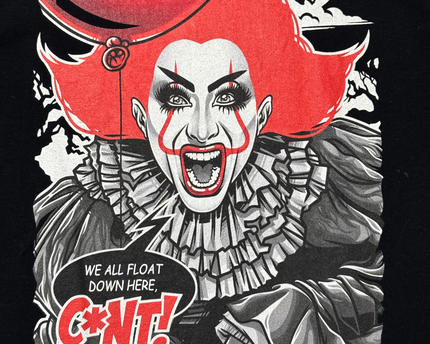 Gildan Softstyle Pennywise Horror Parody Black Graphic T-Shirt - XS