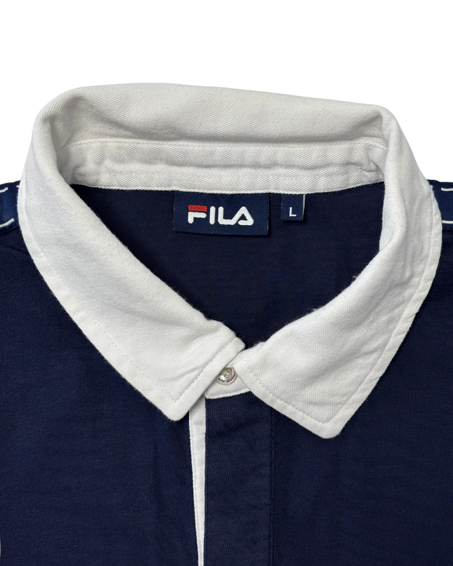 FILA Navy, White & Red Colorblock Heritage Polo Shirt - S