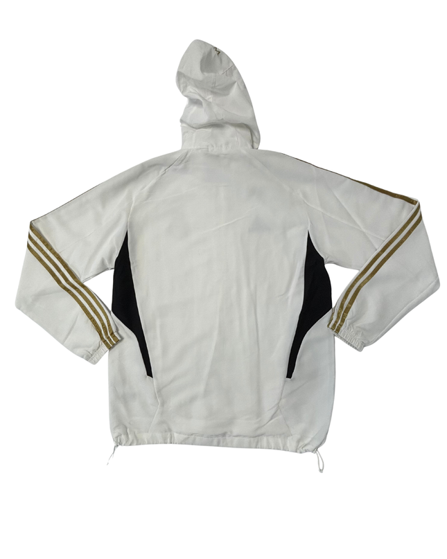 Adidas Real Madrid White Full-Zip with Gold Stripes Hooded Jacket