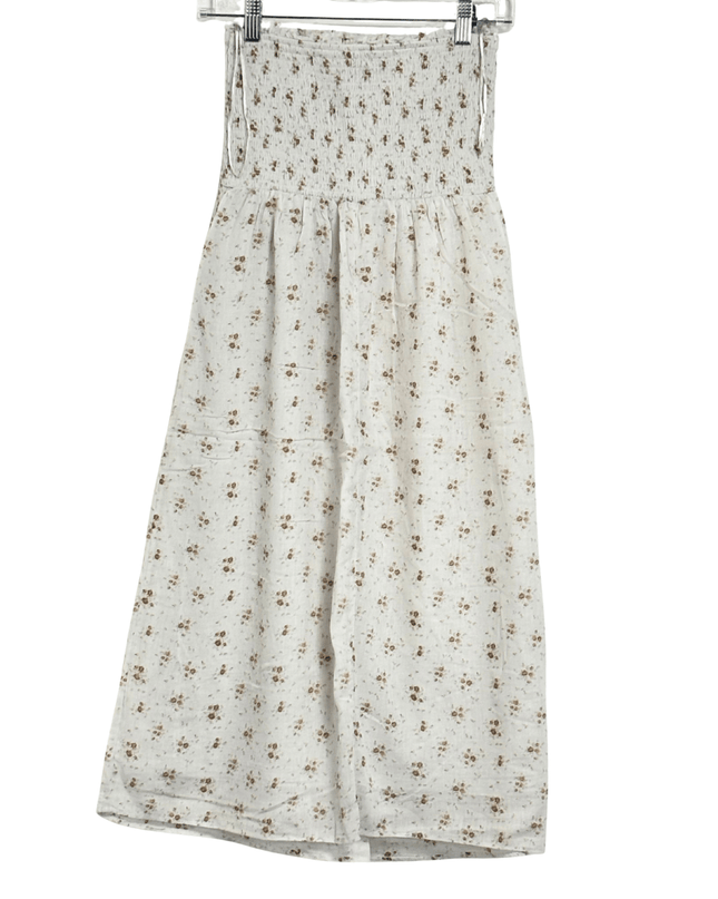 Aeropostale Beige Floral Smocked Bodice Midi Sundress