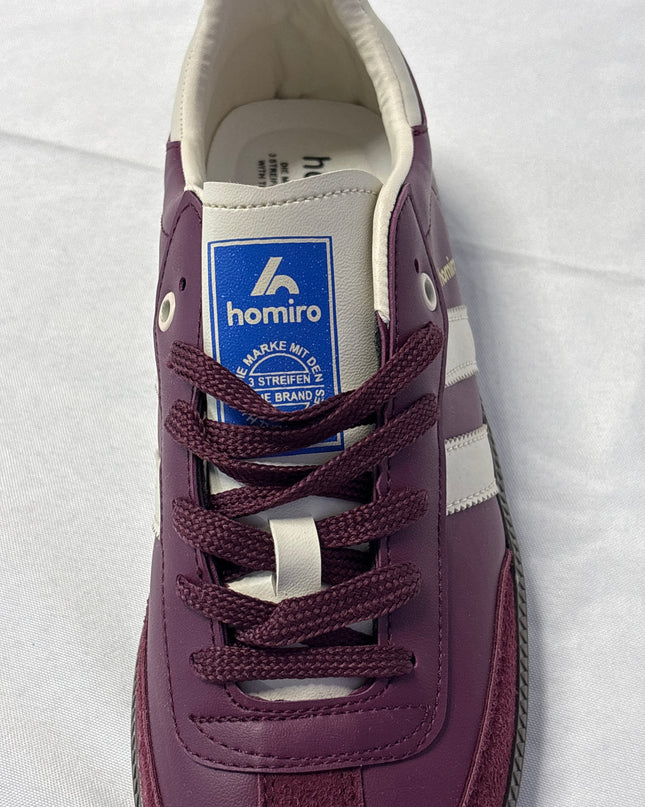 Homiro Burgundy Three Stripe Low Top Sneakers