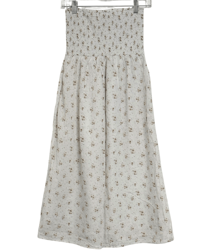 Aeropostale Beige Floral Smocked Bodice Midi Sundress