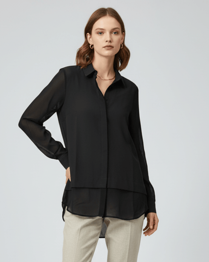 Calvin Klein Short Sleeve Blouse Shirt Black