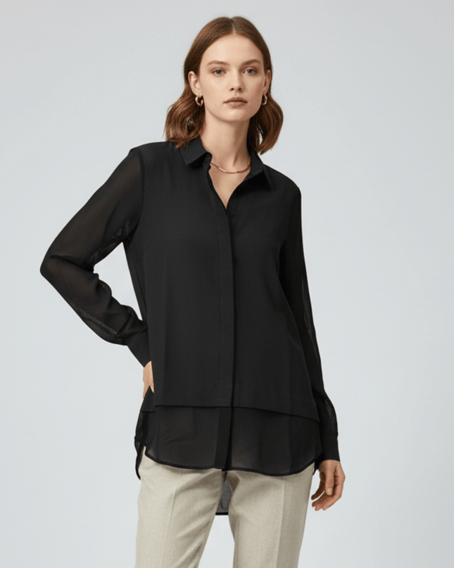 Calvin Klein Short Sleeve Blouse Shirt Black