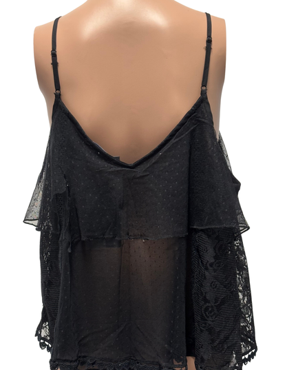 American Eagle Black Sheer Lace Layered Cami Top
