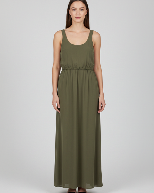 Zara Trafaluc Olive Green Sleeveless Maxi Dress