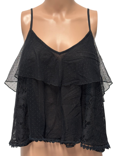 American Eagle Black Sheer Lace Layered Cami Top