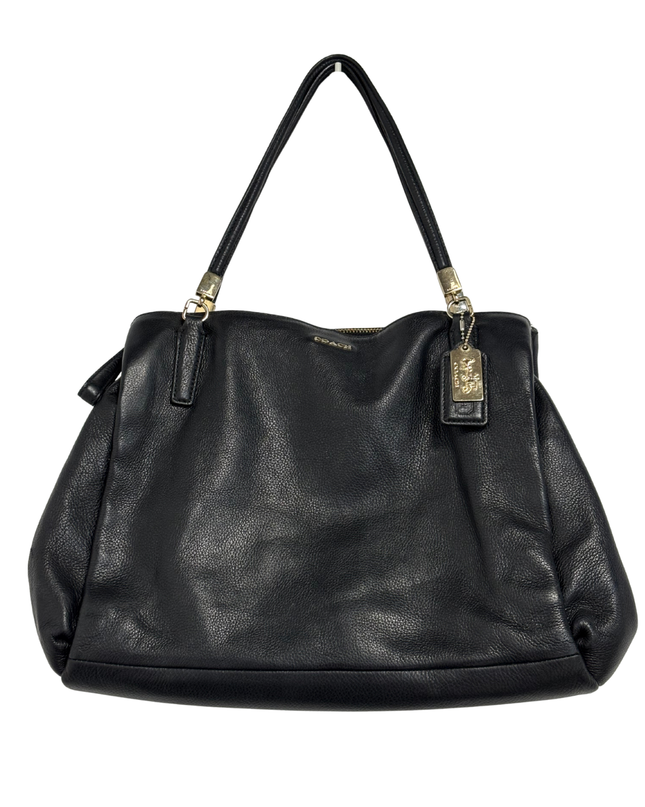 Coach Black Pebbled Leather Triple Compartment Shoulder Bag