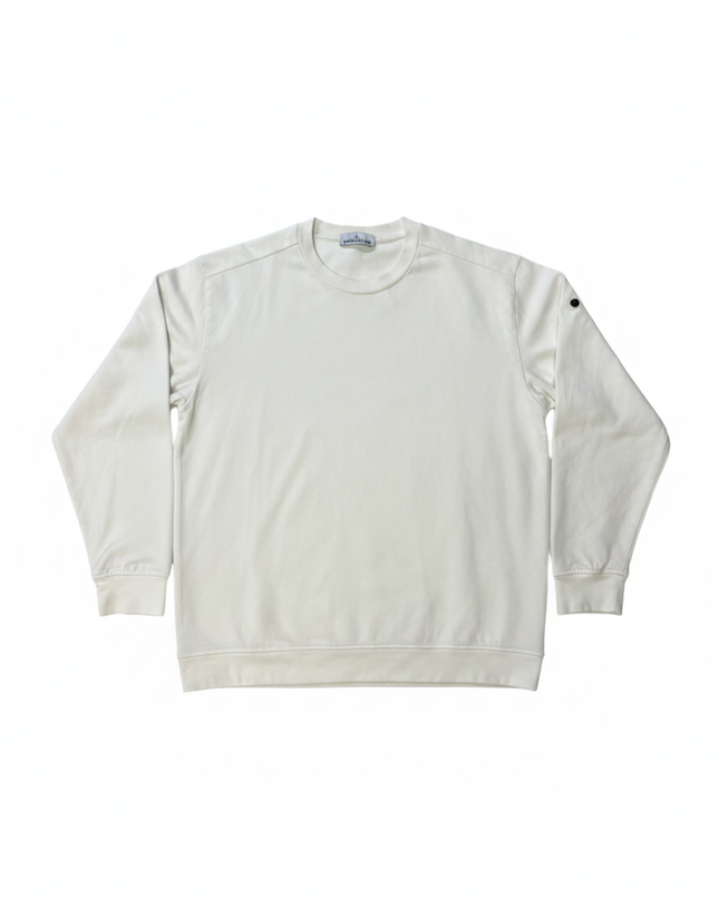 Stone Island White Long Sleeve Crewneck Sweatshirt