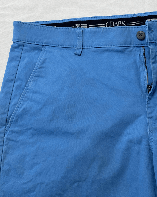 CHAPS Classic-Fit Stretch Flat-Front Blue Shorts