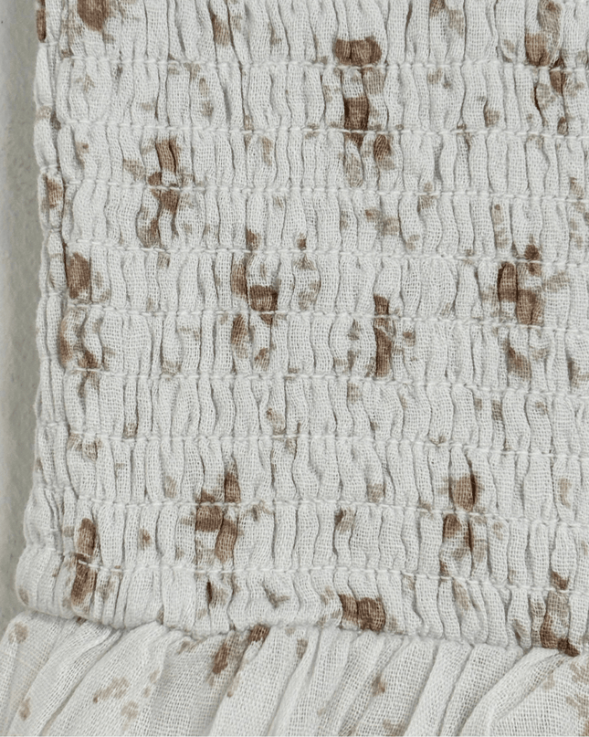 Aeropostale Beige Floral Smocked Bodice Midi Sundress