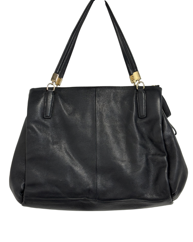 Coach Black Pebbled Leather Triple Compartment Shoulder Bag