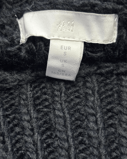 H&M Black Rib-Knit Turtleneck Wool Blend Sweater Vest