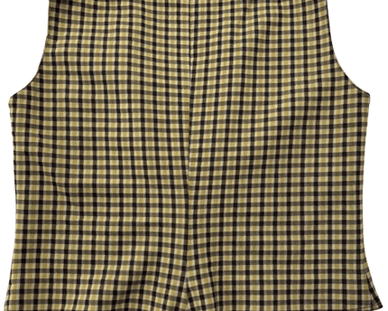 Vintage Checkered Brown & Mustard Pointed Hem Button-Up Vest