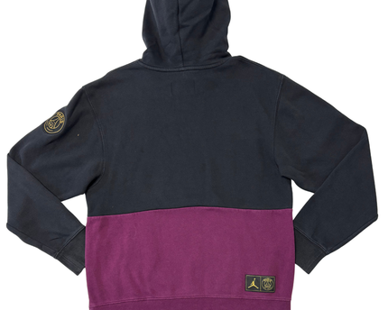 Jordan x Paris Saint-Germain Black & Maroon Color Block Fleece Hoodie