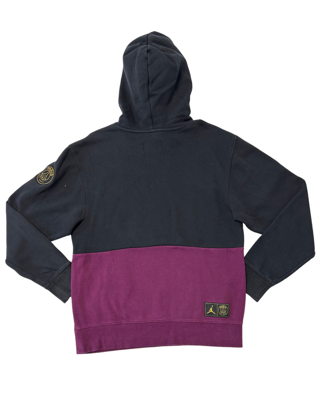 Jordan x Paris Saint-Germain Black & Maroon Color Block Fleece Hoodie