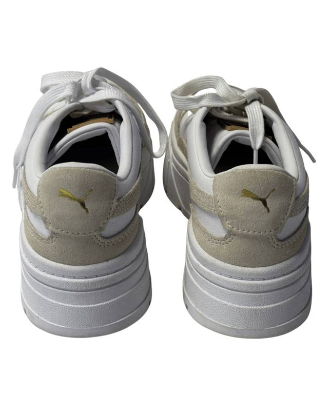 Puma White Mayze Stack Leather Platform Sneakers