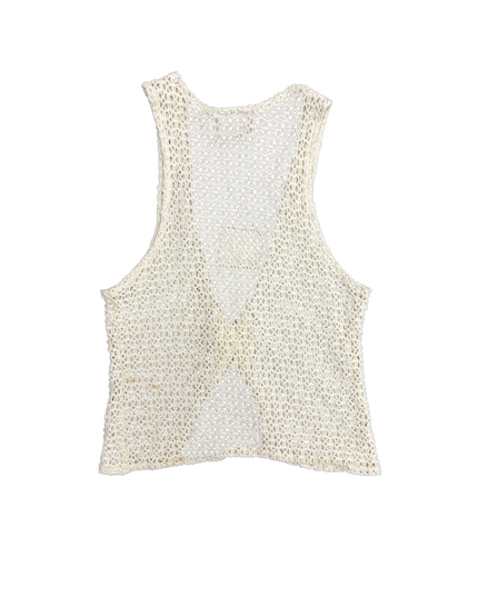 Sugar Kaine Vintage Cream Crochet Knit Vest - XXS