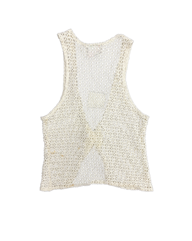 Sugar Kaine Vintage Cream Crochet Knit Vest - XXS