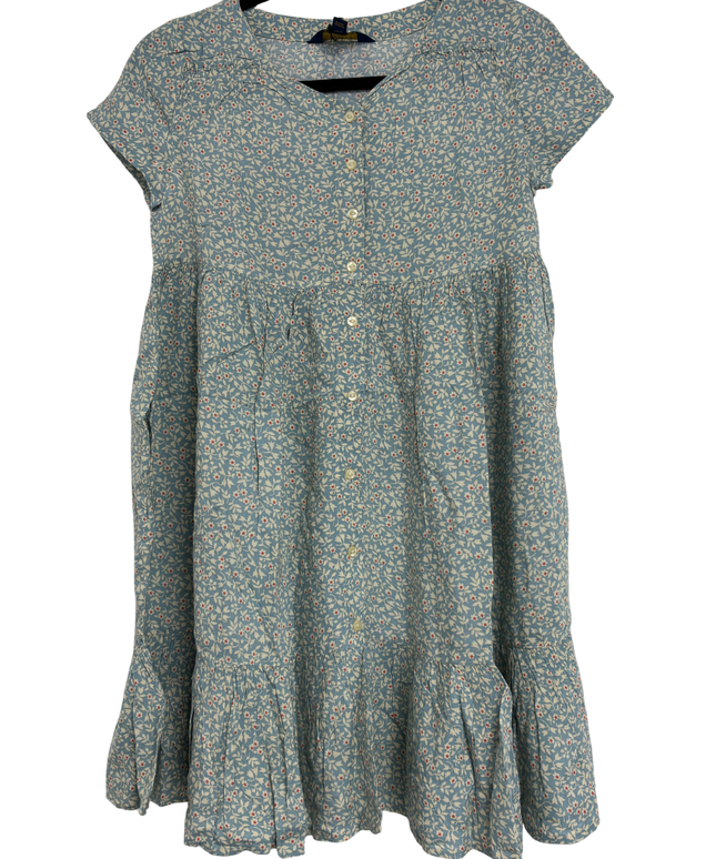 Ralph Lauren Blue Floral Cotton Button-Front Tiered Dress