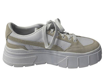 Puma White Mayze Stack Leather Platform Sneakers