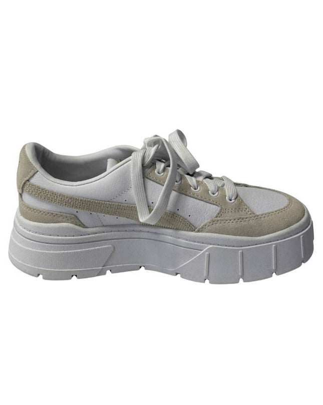 Puma White Mayze Stack Leather Platform Sneakers